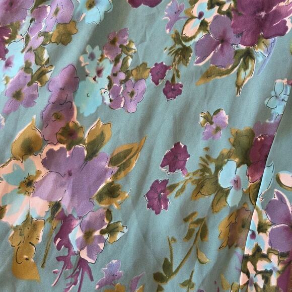 Vintage 90s Y2K Floral Midi Skirt Size M Fairy Whimsy Lined Van Heusen Blue - Picture 4 of 8